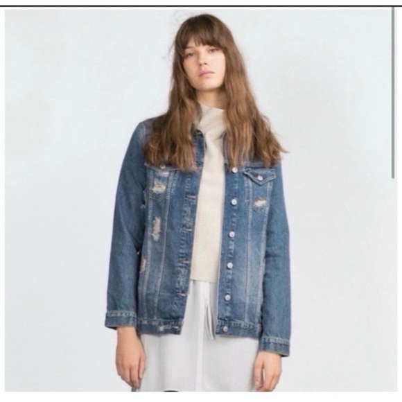 ZARA Ripped Jean Jacket - Picture 5 of 11